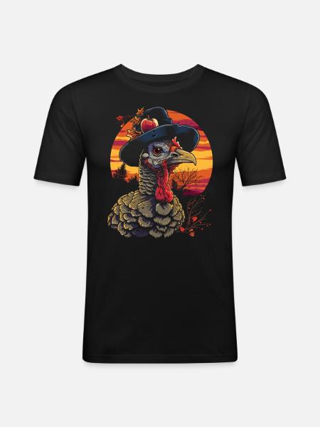 Grateful Gobble Wobble Thanksgiving - T-shirt près du corps Homme - noir