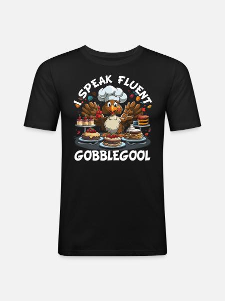 Gobblegool Dinde Thanksgiving - T-shirt près du corps Homme - noir