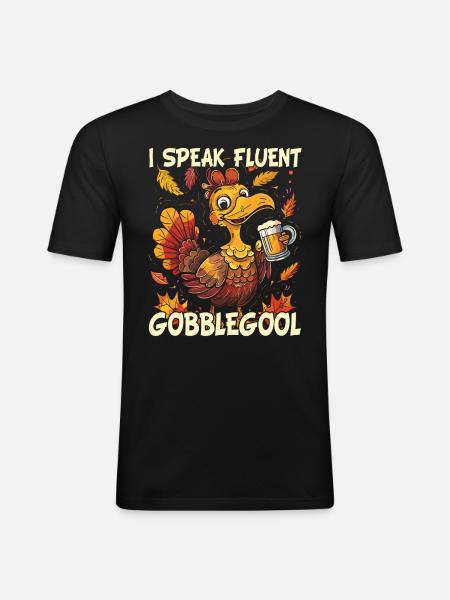 Gobblegool Turkeyday Thanksgiving - Männer Slim Fit T-Shirt - Schwarz