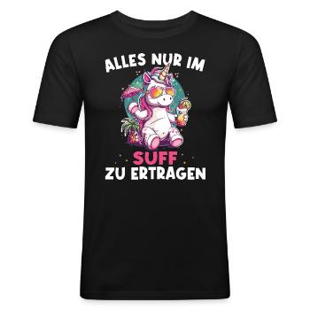 Colorful Refreshing Cocktail Unicorn - Men's Slim Fit T-Shirt - black - Front - Nik (191cm)