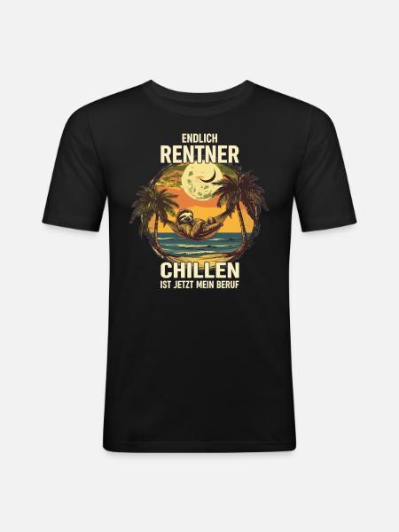 "Finally Pensioner" Chilling Sloth - Men's Slim Fit T-Shirt - black