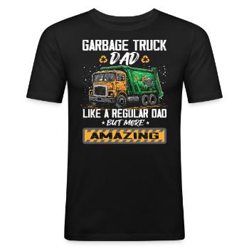 Garbage truck driver for sanitation workers - Men's Slim Fit T-Shirt - black - Front - Nik (191cm)