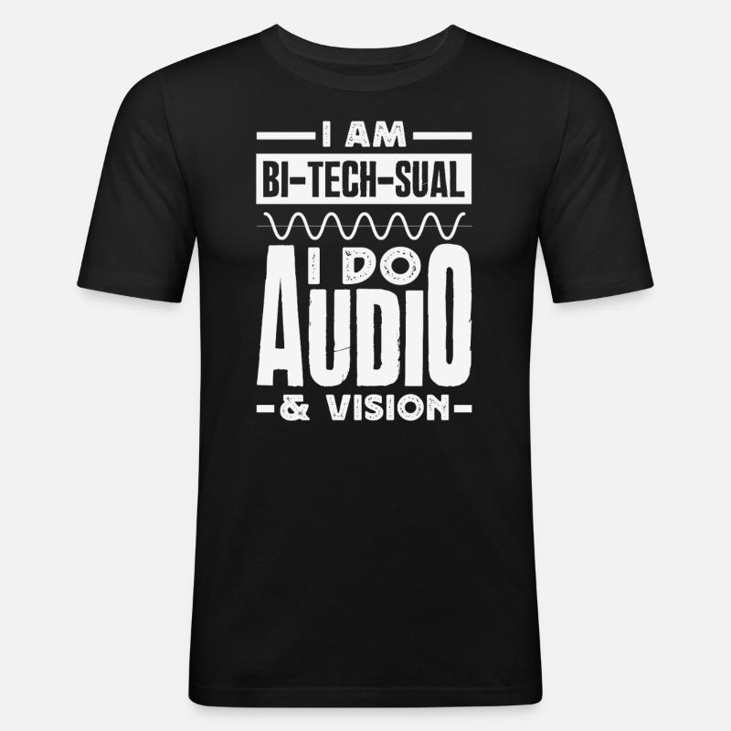 Lustiger Audiovisueller Techniker AV Tec - Männer Slim Fit T-Shirt - Schwarz