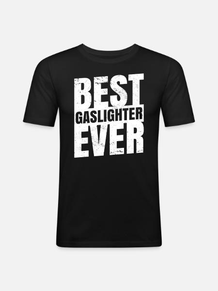 Echtes Professionelles Gaslighting - Männer Slim Fit T-Shirt - Schwarz