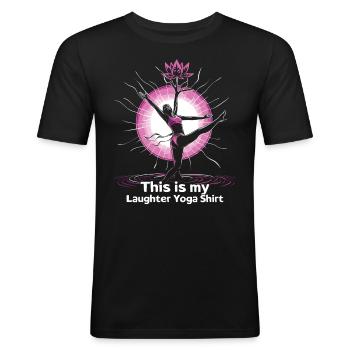 Méditation Rire drôle Yoga - T-shirt près du corps Homme - noir - Devant - Nik (191cm)