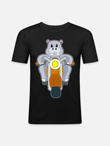 Hippopotamus Motorcycle - Men's Slim Fit T-Shirt - black