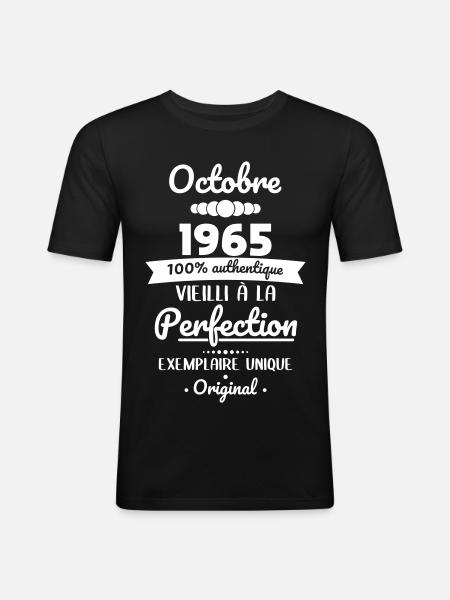 60th Birthday - October 1965 Original - Men's Slim Fit T-Shirt - black
