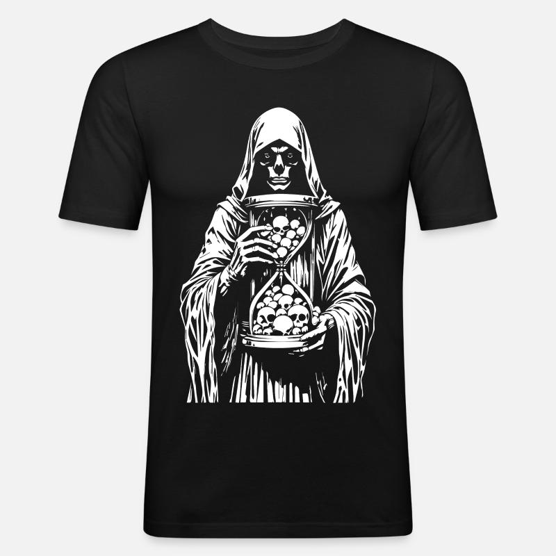 Sensenmann mit Schädeln - Männer Slim Fit T-Shirt - Schwarz