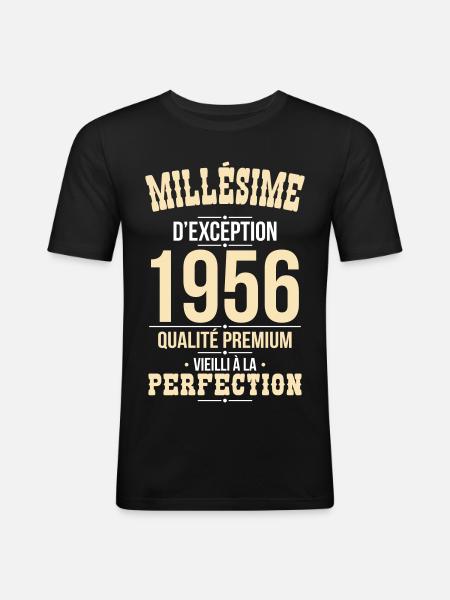 1956 – Millésime d’exception – Qualité premium - T-shirt près du corps Homme - noir