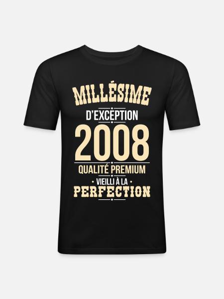 2008 – Millésime d’exception – Qualité premium - T-shirt près du corps Homme - noir