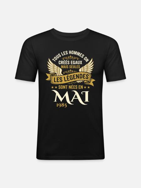 Anniversaire Mai 1985 - T-shirt près du corps Homme - noir