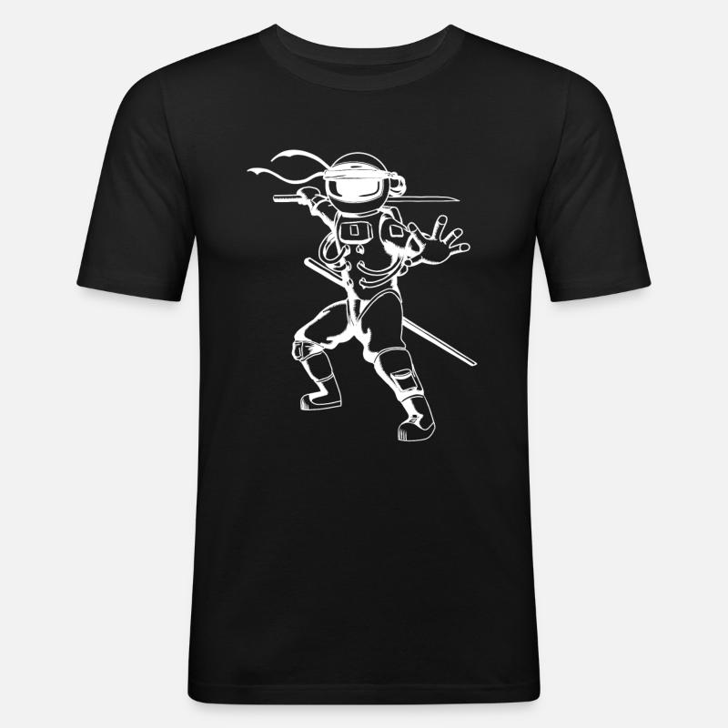Astro Ninja - Männer Slim Fit T-Shirt - Schwarz