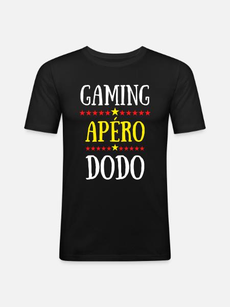 gaming apéro dodo - T-shirt près du corps Homme - noir