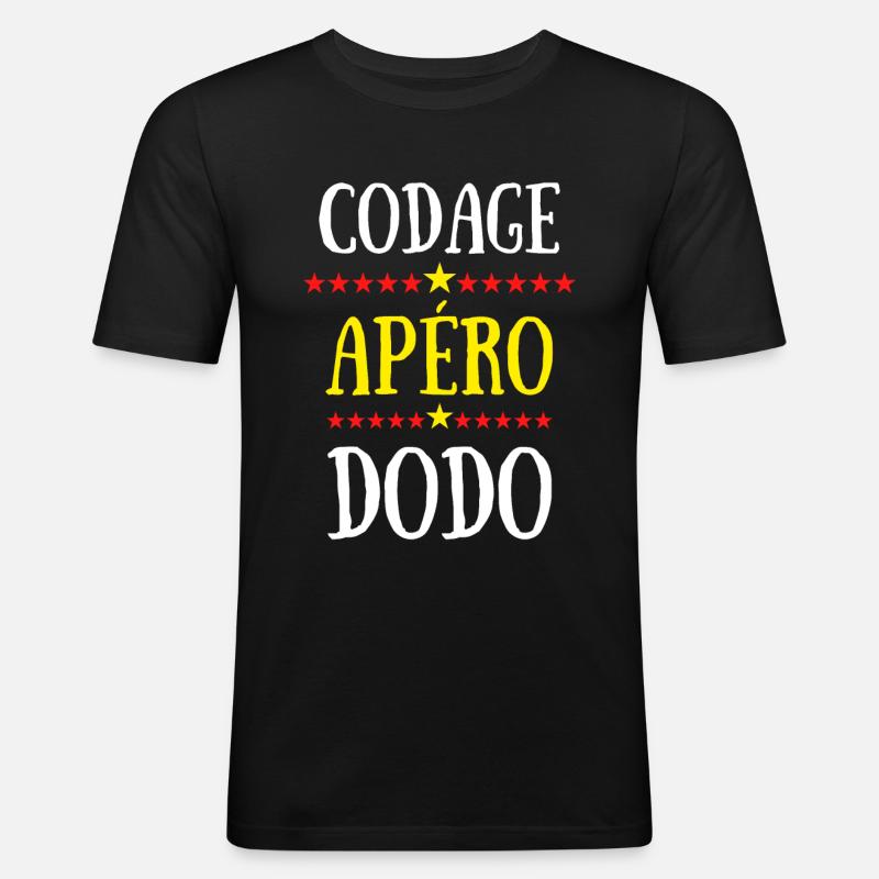 codage apéro dodo - T-shirt près du corps Homme - noir