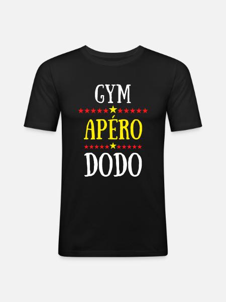 gym apéro dodo - T-shirt près du corps Homme - noir
