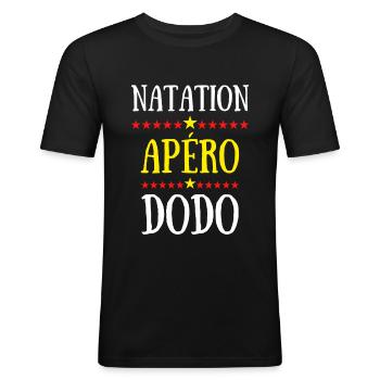 natation apéro dodo - T-shirt près du corps Homme - noir - Devant - Nik (191cm)