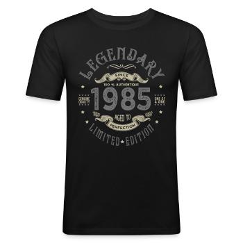 1985 Legendary Birthday Born 1985 - Men's Slim Fit T-Shirt - black - Front - Nik (191cm)