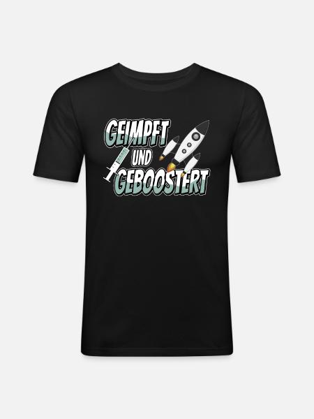 geimpft und geboostert - Booster Impfung - Männer Slim Fit T-Shirt - Schwarz