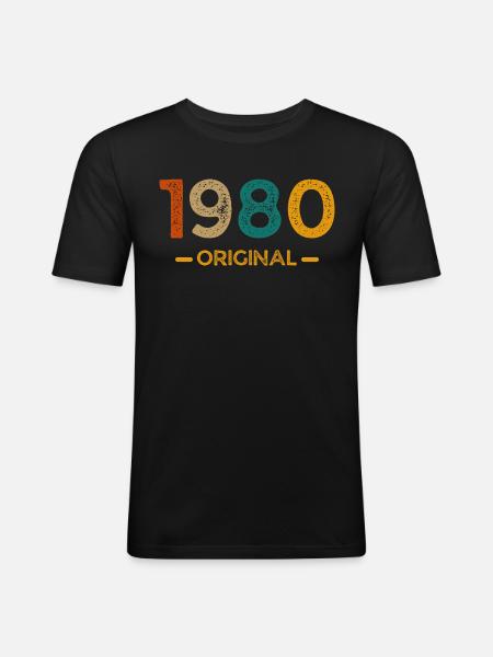1980 ORIGINAL - Männer Slim Fit T-Shirt - Schwarz