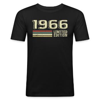 Nées en 1966 anniversaire 1966 Vintage 1966 - T-shirt près du corps Homme - noir - Devant - Nik (191cm)