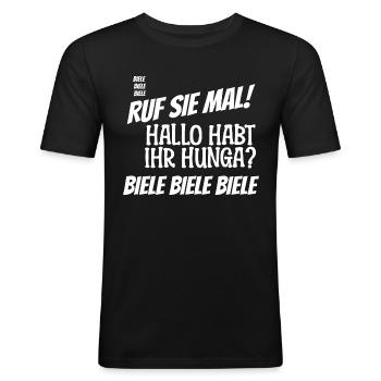Biele Biele Biele - Männer Slim Fit T-Shirt - Schwarz - Vorne - Nik (191cm)