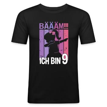 Mädchen Tanzen Bääm Ich bin 9 Jahre Dab Geburtstag - Männer Slim Fit T-Shirt - Schwarz - Vorne - Nik (191cm)