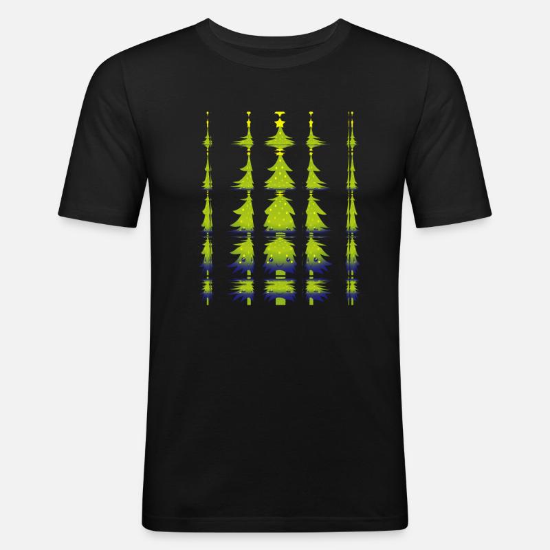 Bunter Weihnachtsbaum Christmas Tree - Männer Slim Fit T-Shirt - Schwarz