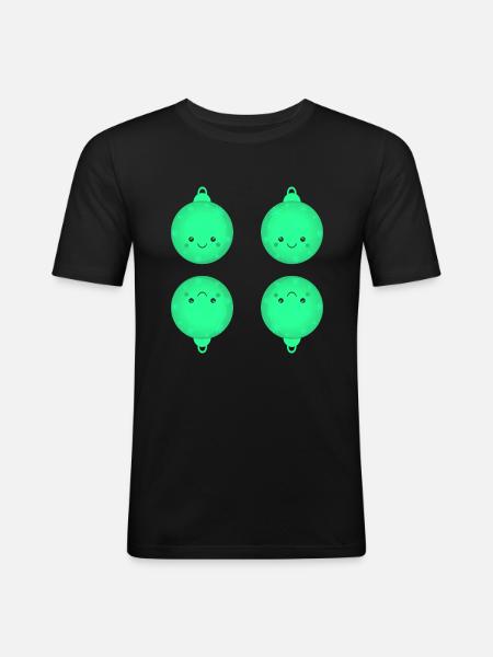 Schöne Weihnachtskugeln Christbaumkugeln - Männer Slim Fit T-Shirt - Schwarz
