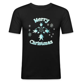 Poinsettia Star Merry Christmas - Men's Slim Fit T-Shirt - black - Front - Nik (191cm)