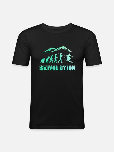Evolution skieur neige hiver - T-shirt près du corps Homme - noir