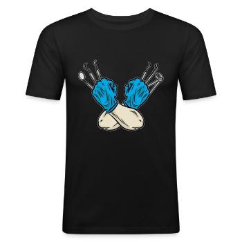 dentiste - T-shirt près du corps Homme - noir - Devant - Nik (191cm)