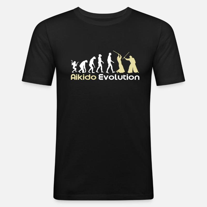 Aikido Evolution - Männer Slim Fit T-Shirt - Schwarz
