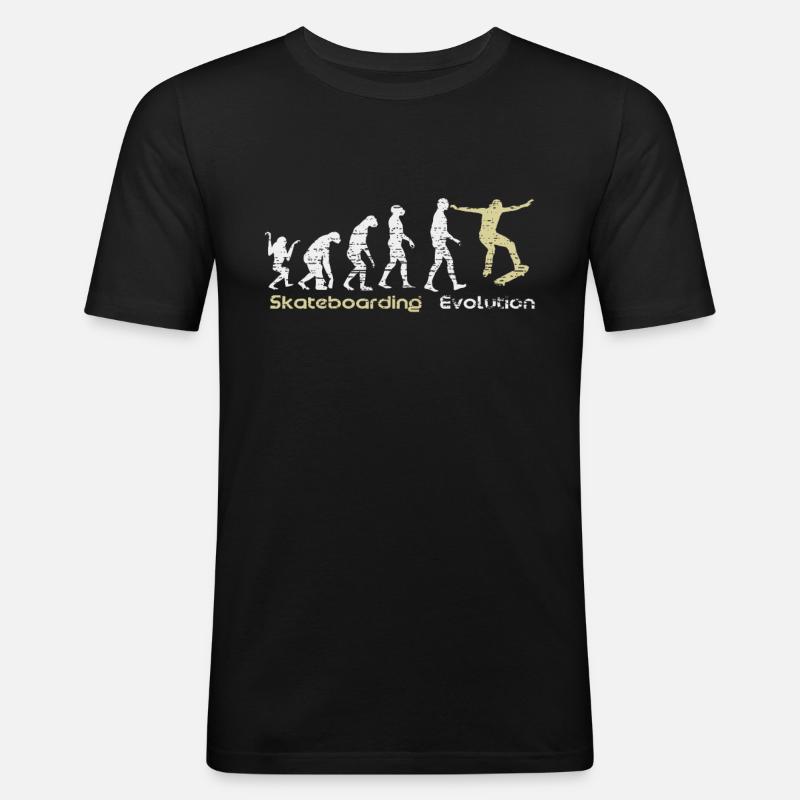 Skateboard Evolution Skater - Männer Slim Fit T-Shirt - Schwarz