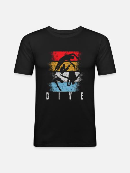 Diving Diving Retro - Men's Slim Fit T-Shirt - black