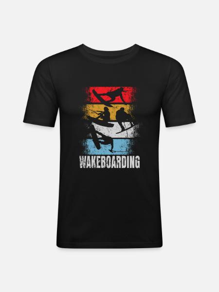 Wakeboard rétro - T-shirt près du corps Homme - noir