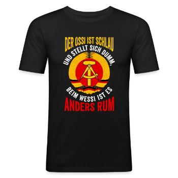 Ostdeutschland Ossi DDR - Männer Slim Fit T-Shirt - Schwarz - Vorne - Nik (191cm)