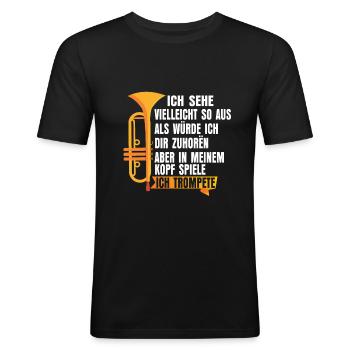 Trompete Trompeter - Männer Slim Fit T-Shirt - Schwarz - Vorne - Nik (191cm)