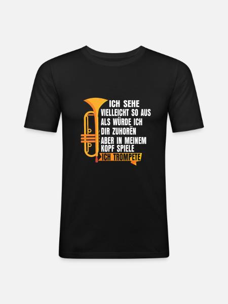 Trompete Trompeter - Männer Slim Fit T-Shirt - Schwarz