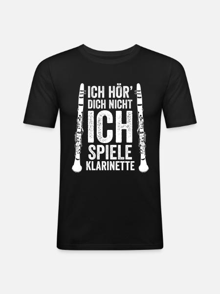 Klarinette - Männer Slim Fit T-Shirt - Schwarz