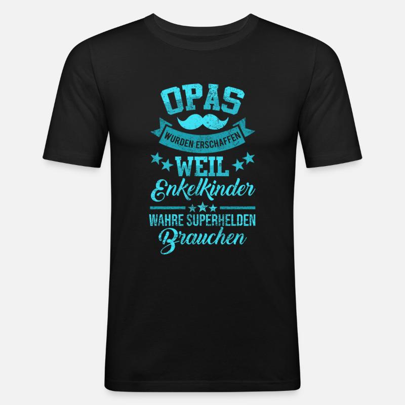 Opa Superheld - Männer Slim Fit T-Shirt - Schwarz