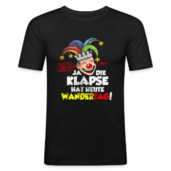 Karneval Fasching Verrückt Lustig - Männer Slim Fit T-Shirt - Schwarz - Vorne - Nik (191cm)