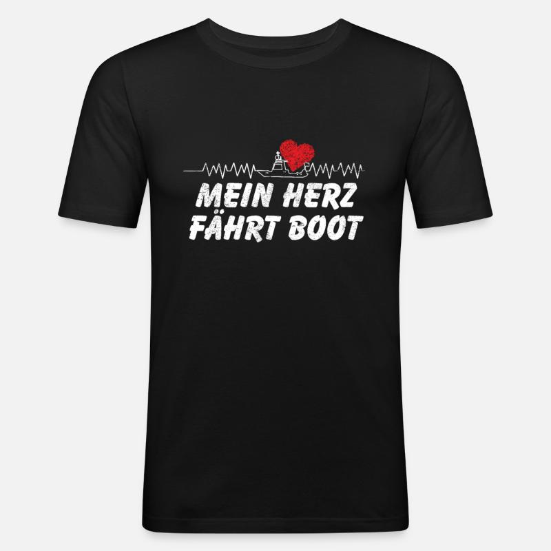 Herzschlag Boot - Männer Slim Fit T-Shirt - Schwarz