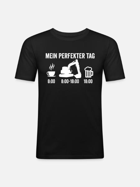 Bagger Bier Kaffee - Männer Slim Fit T-Shirt - Schwarz
