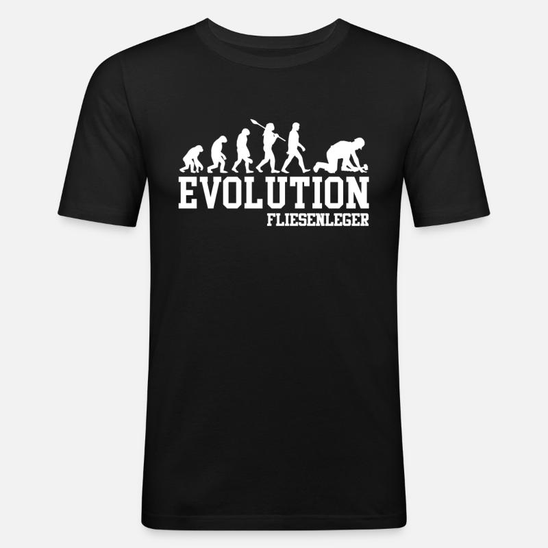 Evolution Fliesenleger - Männer Slim Fit T-Shirt - Schwarz