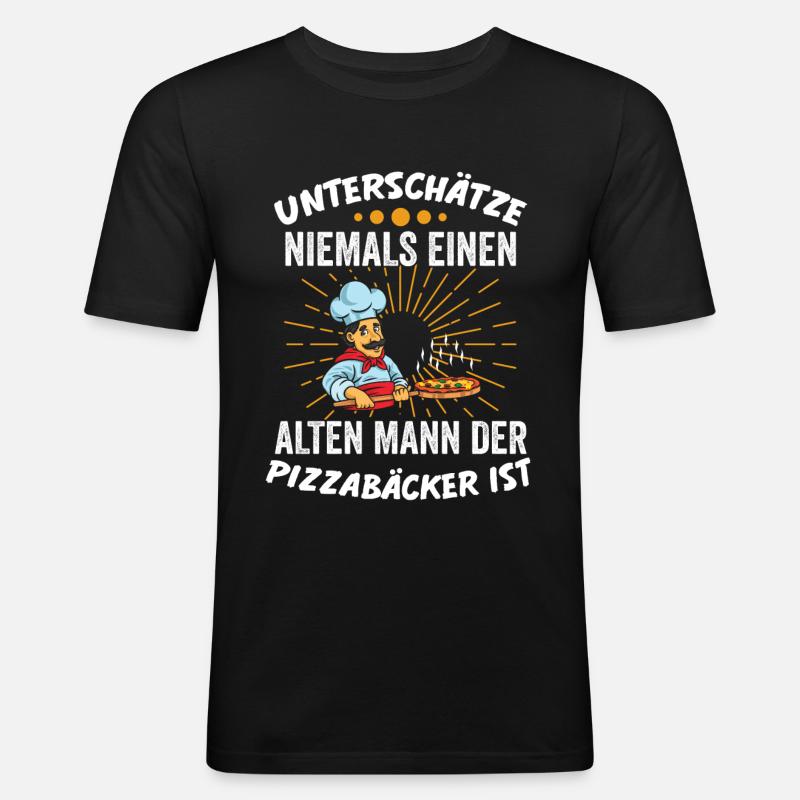Pizzabäcker Küchenchef Geschenk - Männer Slim Fit T-Shirt - Schwarz
