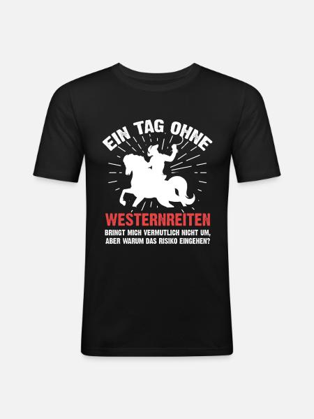 Westernreiten - Männer Slim Fit T-Shirt - Schwarz