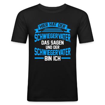 Schwiegerpapa Schwiegervater - Männer Slim Fit T-Shirt - Schwarz - Vorne - Nik (191cm)