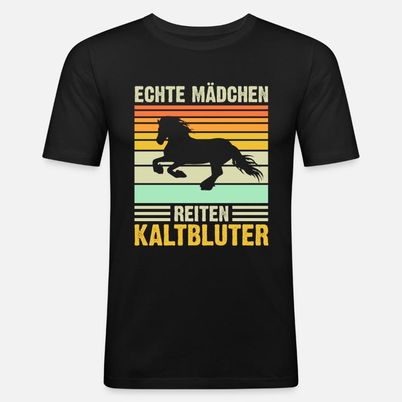 Echte Mädchen reiten Kaltblüter - Männer Slim Fit T-Shirt - Schwarz