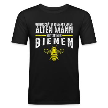 Alter Mann - Bienen Imker | Imkerei Geschenk - Männer Slim Fit T-Shirt - Schwarz - Vorne - Nik (191cm)