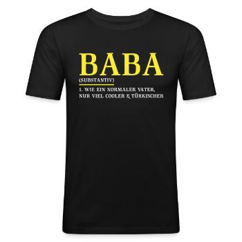 Baba Vater Türkei | Türkisch Baba Vater Geschenk - Männer Slim Fit T-Shirt - Schwarz - Vorne - Nik (191cm)